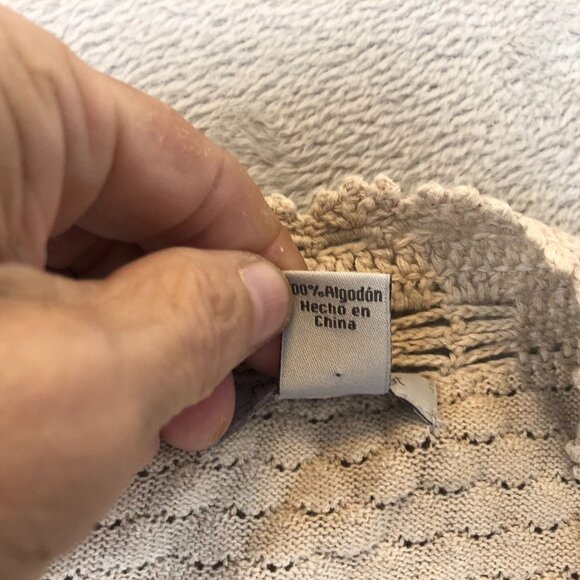 Mercer Street Studio Womens Cardigan Sweater Large Beige Open-Front Crochet Boho - Picture 8 of 12